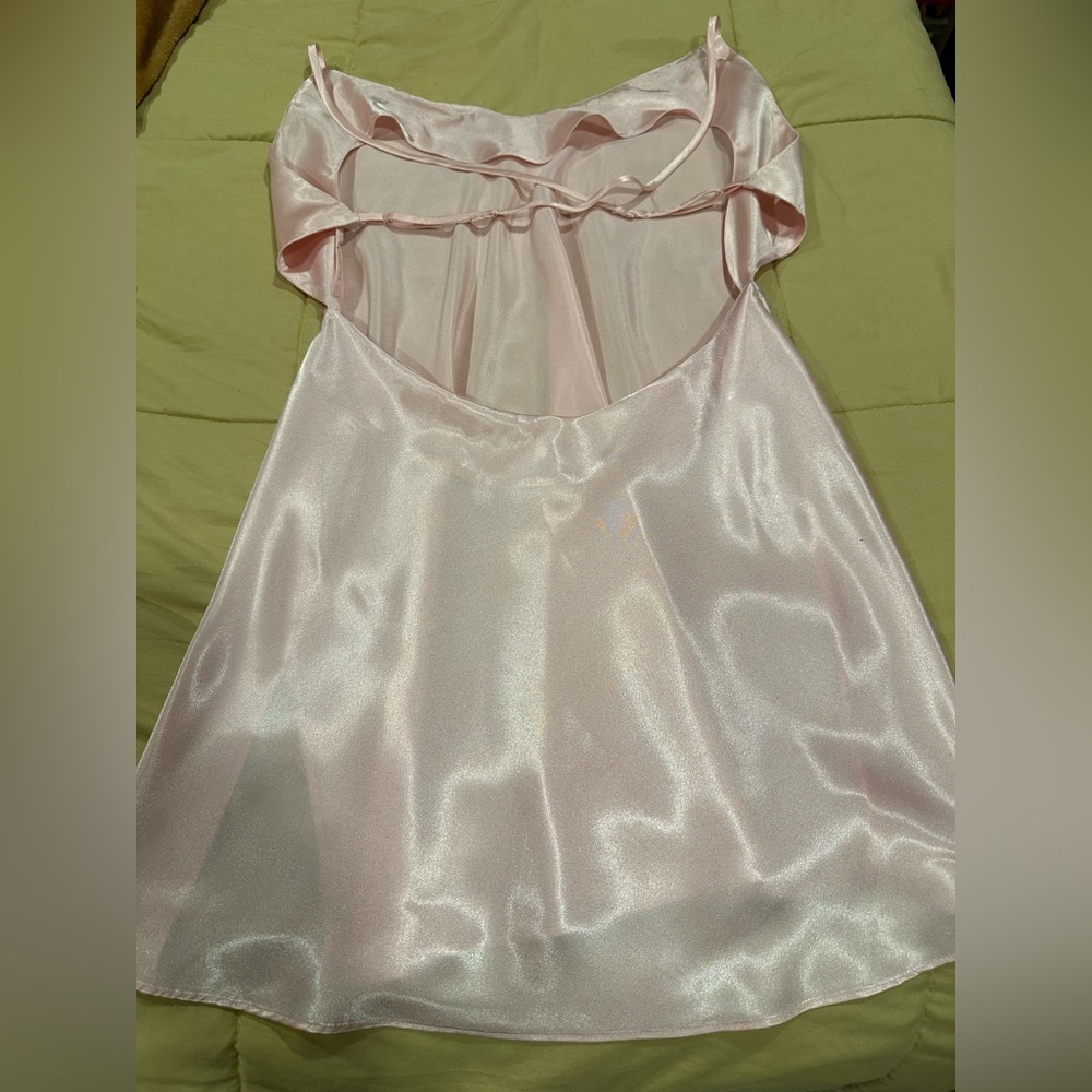 Victoria’s Secret Pale Pink Silky Chemise Slip Dress Lingerie Négligée Size L - Picture 2 of 12